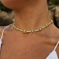 Gemma Owen XO Necklace Gold Plated Cubic Zirconia Collar Stainless Steel Choker Luxury Jewelry Sedona Necklaces Birthday Gift