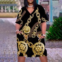 Summer Dresses Women Fashion Casual Black Africa Dress Party Evening Boho Girls Large Size Chain Dress Sexy Brand Sundress Beach