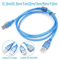High Speed USB 2.0 Extension Cable 0.3M 1M 2M 3M 5M 10m Transparent Blue Male To Female / male USB Extension Cord Copper cable
