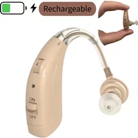 Rechargeable BTE Sound Amplifier New Hearing Aid Suitable for Severe Hearing Loss Includes a USB Charging Cable and Ear domes
