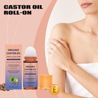 50ml Organic Castor Oil Roll-On with Rose Quartz Roller, Cold-Pressed Nourishing Essential Oil for Face & Body, Deep Hydration