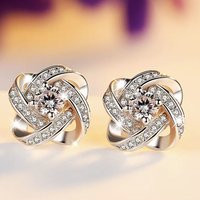 925 Sterling Silver Luxury Full-Diamond Flower Stud Earrings: Fashion, Women, Wedding, Charm, Jewelry, Gift