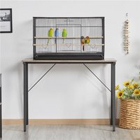 Costoffs Flight Cage, Large Parrot Cage, 162.5cm H Bird Cage, Open Top Metal Large Parrot Cage with Double Doors, Slide-out Tray, 4 Feeders, Detachable Rolling Stand, Suitable for Budgie Parrot Canary