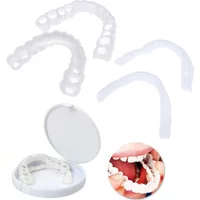 2 Pairs Dentures Teeth Denture Care Whitening Alternative Smile Snap Tooth Comfort Upper and Lower Jaw Denture for Men and Women