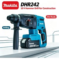 Akumulatorowy młotowiertak bezszczotkowy 18V Makita DHR242 26MM, elektryczny młotowiertak zasilany baterią litową, narzędzie elektryczne do prac budowlanych
