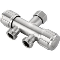 1PC Bibcock 304 Stainless Steel Washing Machine Faucet One-in 2-Out Double Outlet Adapter Tap Thread G1/2'