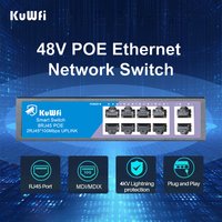 KuWFi 10 Ports Network Switch 2Gbps 8 Port 100Mbps POE Switcher 2 Port 100M Uplink Ports Internet Splitter Plug and Play image 4