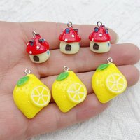 10pcs simulation three-dimensional resin fruit creative food toy DIY bracelet necklace keychain pendant cute accessory accessori