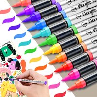 Acrylic Paint Pens Set 12 Pcs Brush Tip Acrylic Paint Pens Set for Artist Creation DIY Handcraft Painting Stationery Markers