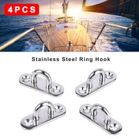 4pcs Stainless Steel Eye Plate Oblong Pad Eye Plate Metal Staple Ring Hook Hardware 5mm U-shaped Design Screws Mount Hook