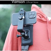 Vamson 360 Degree Rotary Mobile Phone Backpack Clip Holder for Smartphones CellPhone Chest Shoulder Fixed Mount for iPhone 14