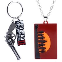 Game RDR2 Arthur Morgan Revolver Keyring Red Dead Redemption 2 Keychain Western Cowboy Fans Gift Cosplay Men Women Bag Jewelry