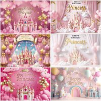 Princess Castle Backdrop Birthday Party Decor Pink Balloon Photography Background Girl Kid Gift Baby Shower Celebration Prop