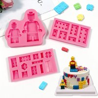 Building Bricks Robots Fondant Silicone Mold for Cake Border Decorating Cupcake Topper DIY Candy Chocolate Crafts Clay Tool