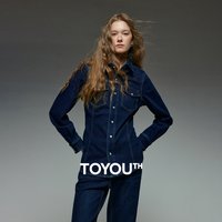 TOYOUTH Women Denim Jackets 2025 Winter New Mid-Length Workwear Tops
