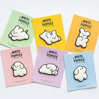 Lovely White Plush Puppy Self-adhesive Embroidery Patches Decor Clothing Backpack Phone Case Exquisite Card Packaging
