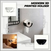 Wall Mounted 3D Printed Toilet Paper Holder No Drilling Bathroom Tissue Roll Holder Waterproof Semicircle Design Storage Rack