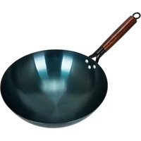 Iron Wok Pan Wok Stir Fry Pan Iron Traditional Chinese Round Bottom Uncoated Single Handle Nonstick Wok for Home and Restaurant