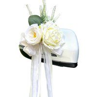 2pcs Artificial Rose Decor Flower(with Suction Cup)for Wedding Car Rearview Mirror Decor Ceremony Chair Back Floral Reception