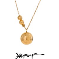 Yhpup 75cm Stainless Steel Metal 25mm Round Ball Pendant Long Necklace 2025 New Rust Proof Statement Jewelry for Women Wholesale