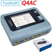ToolkitRC Q4AC Charger XT60 Adapters IPS Bright With Clear Wide Angle Display 4x50w 5A AC 100W 4 Port DC Smart Discharger AC DC