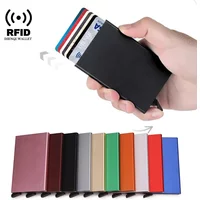 Rfid Metal Credit Card Holder Luxury Men Minimalist Wallet Cardholder Case Bag Business Supplies Card Storage Box Organizer Mini