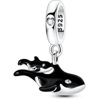925 Sterling Silver Charms Pendant CZ Zircon Parent Child Orca Dangle Fit Original Bracelet DIY Women Jewelry Gift