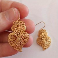 Vintage Gold Color Flower Dangle Earrings Woman Geometry Hollow Party Daily Wear