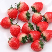 6/10pcs Resin Imitation Strawberry food Shape Charms For DIY Key Chain Necklace Pendants Ornament Jewelry Making Accessories