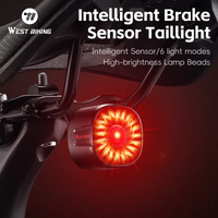 WEST BIKING Basic And Smart Dual Version Bike Light IPX6 Waterproof Type C Rechargeable Bicycle Rear Light For Night Cycling MTB