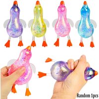 Stress Relief Squeeze,Squishy Glitter Ducks,Kids Squishy Fidget Toy,Animal Stress Balls,Bulk Party Favors Easter Basket Stuffers