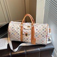 Retro Atmosphere Travel Bag Handheld Short Trip Splash Proof Youth Travel Bag PU Material Printed Geometric Pattern Women's Bag