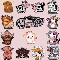 Kawaii Kuh Emaille-Anstecknadel Highland-Kuh Anstecker für Rucksack Damen-Brosche Reversnadeln Kostüm-Accessoires Modeschmuck Geschenke