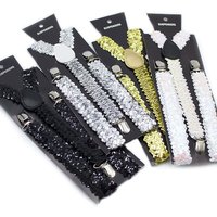 Shinning Sequin Suspenders For Men Woman Adjustable Y-back Elastic Strap Party Stage Performances Sequins Suspenders Decoration