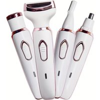 4-in-1 Rechargeable Electric Lady Shaver Set - Portable 500mAh Wet & Dry Painless Trimmer for Face, Nose, Legs & Underarms