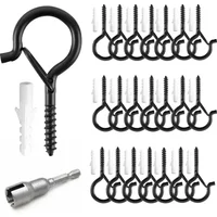 Q-Type Hook with Safety Buckle, Screw Hook, Suitable for Outdoor String Light, Hanging, Home Decoration, Christmas Decoration