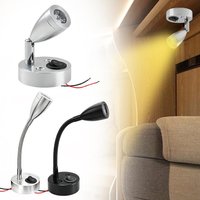 12V-24V 3W Reading Lights Wall Lamp for Truck Motorhome Yachts Cabin Bedside, Camper Van Caravan Boat RV Lighting