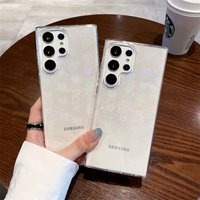 Holographic Laser Love Heart Transparent Case for Samsung Galaxy S26 Ultra/S25 FE/S24 Plus Gradient Colorful Airbag Cover