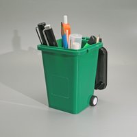 Creative Rolling Wheel Trash Can Multifunctional Desktop Pen Holder Storage Organizer for Stationery Small Hardware Tools
