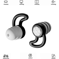 Swimming Silicone Ear Protector Three-Layer Noise-Reducing Earplugs Sound Insulation Cap Waterproof Washable for Children Adult