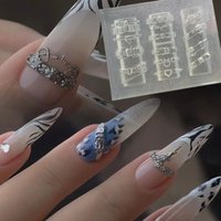 1Pc Transparent Silicone Nail Art Mold Belt Buckle Flower Butterfly Four-leaf Clover 3D Nail Decoration Mold Manicure Template.