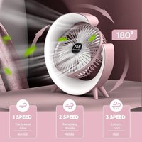 5 Inch Portable Desk Fan with LED Light 3 Speed โโSilent Fan USB Rechargeable Battery Powered for Home Office Outdoor Camping