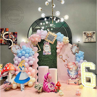 120pcs Princess Foil Balloon Girl 1-9st Birthday Ace Of Hearts Alice Balloons Wonderland Party Decoration Supplies Kids Toys
