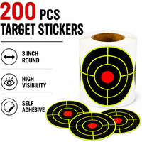 200PCS Target Stickers 3 Inch Round Self Adhesive High Visibility Bullseye Practice Labels Roll for Indoor Outdoor Range Targets