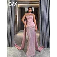 Pink Fully Shiny Skirt Two Pieces Evening Dress Chic Corset With Crystals Cocktail Gown Customized For Women Charming Dresses