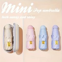 Mini Folding Umbrella UV Protection Waterproof Compact Travel Umbrella with 6 Ribs Steel Frame Sun Rain Protection Parasol