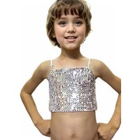 Ladies Kids Crop Top Vest Sequins for Adult Party Summer Tank Streetwear Sleeveless Clothing Strapless Vintage Hip-hop Costume