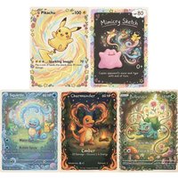 5Pcs Pokemon Cards Ditto Charmander Squirtle Bulbasaur Blackboard Chalk Drawing Style PTCG Cards Holo Rare Cards Pokemon Gift