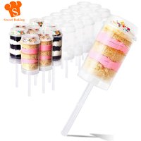 20/40Pcs Push Up Cake Shooter Round Shape Clear Cake Holders Push Pops Plastic Containers with Lids for Ice Cream Baking Molding