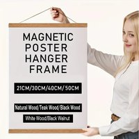 2130 40 50cm Magnetic Poster Hanger Teak Pine Wood Scroll Painting Frame 5 Colors Wood Photo Frame Black White Canvas Frame